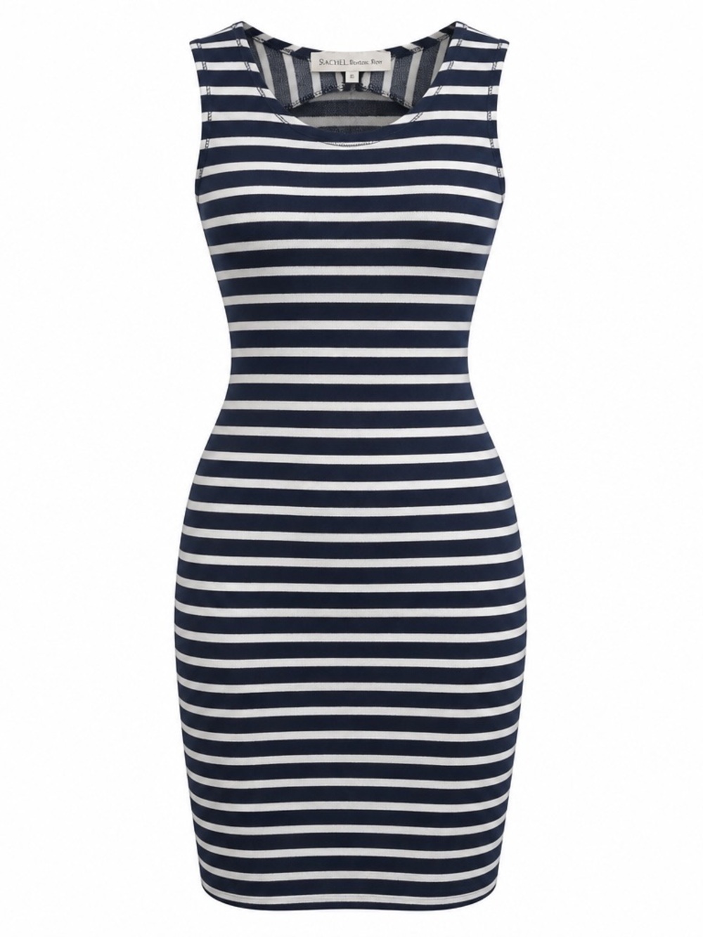 RACHEL Rachel Roy Navy & White Striped Sleeveless Sheath Dress